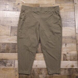 Lands’ End Pull On Pants Women’s 2X Olive Green Stretch Casual Comfort